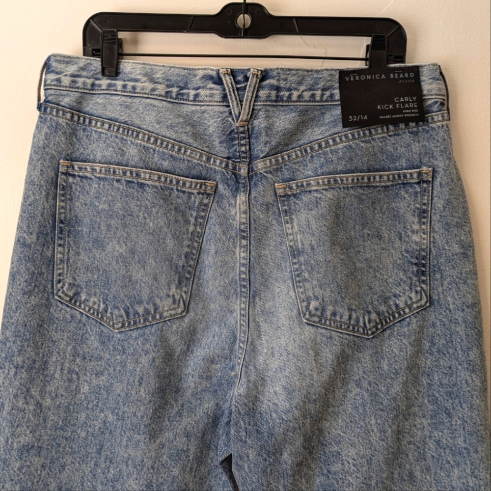 Veronica Beard Carly Kick Flare Jeans 100% Cotton Pebble Stone Blue 14/32 NWT - Picture 17 of 17